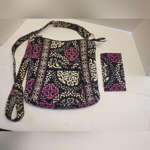 Vera Bradley Canterbury Magenta Crossbody Bag and Matching checkbook cover
